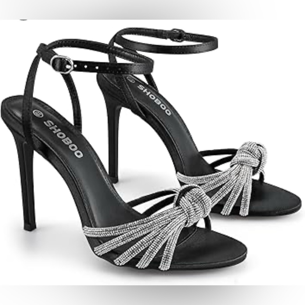 Shoboo Ankle Strap High Heels Open Toe Stiletto Bow Tie KnotHeeled Shoes NWT